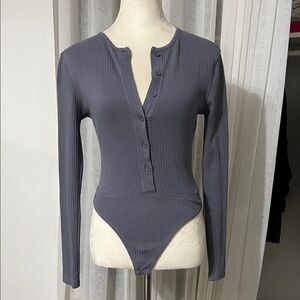 Missguided Charcoal Button-Up Bodysuit